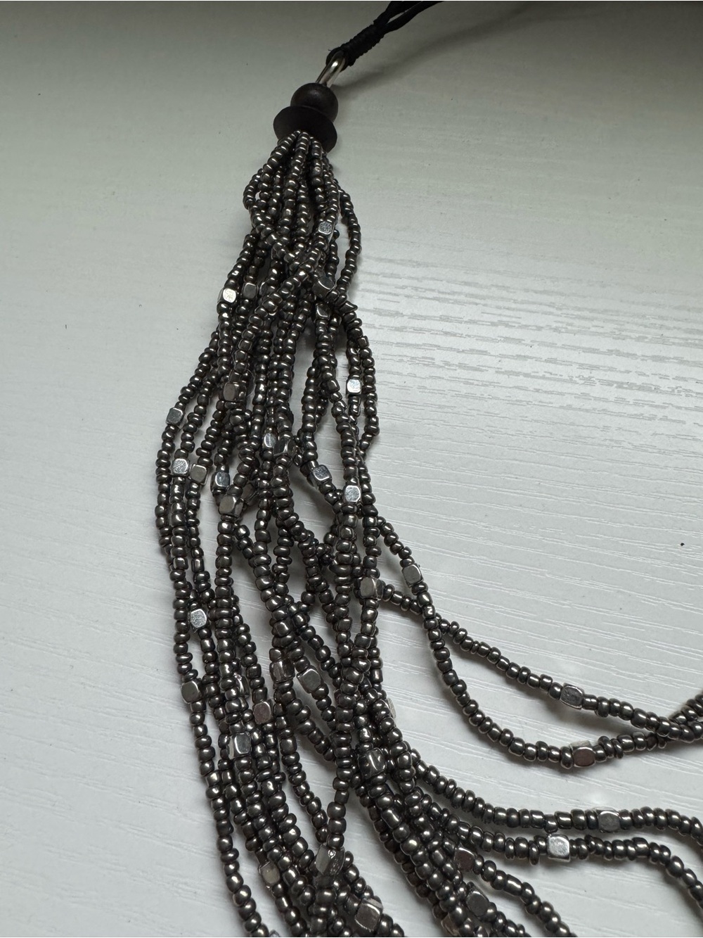 Boutique Multi-Strand Gunmetal Beaded Statement Necklace 17” NWT - Picture 4 of 5